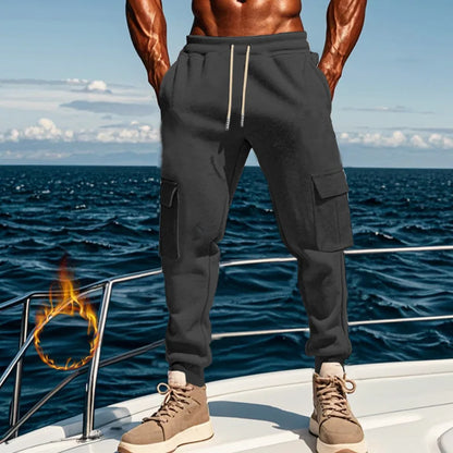 New autumn and winter velvet men's casual overalls multi-pocket pants large size sports casual trousers