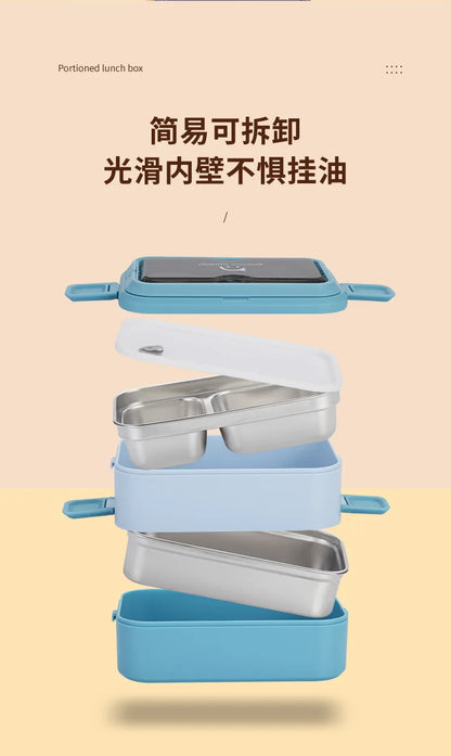 304 stainless steel lunch box for kids adult portable Microwavable insulated bento compartment multilayer food storage container - AMULET RING STORE