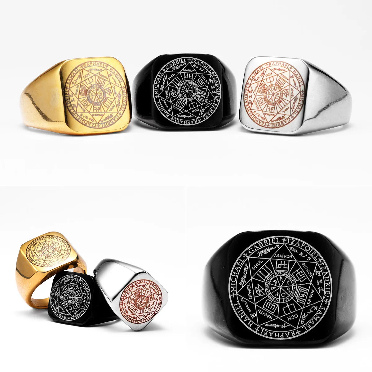 Solomon Kabbalah Seal Men Rings