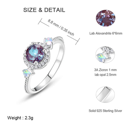 ALLNOEL 925 Sterling Silver Alexandrite Ring For Women Exquisite Style Fashionable Engagement rings Wedding Luxury diamond ring