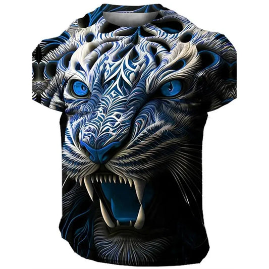 Men's Lion 3D Print T Shirts Y2K Hip Hop Streetwear Summer Casual T-shirt Animal Graphic Top Harajuku Tees Sale Man Short Sleeve - AMULET RING STORE