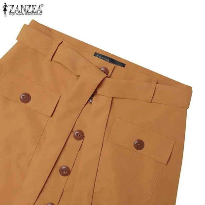 ZANZEA Cargo Skirts Elegant Women Evangelical Faldas  Mujer Office Lady High Waist Saias Summer 2024 Casual Buttons Up Jupes