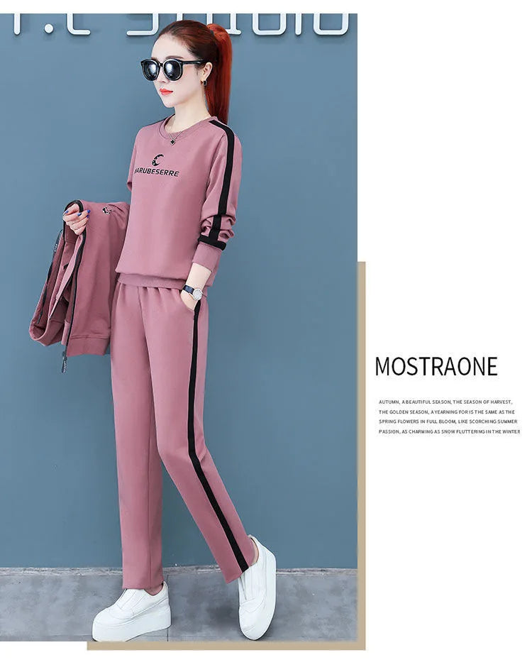 Spring Autumn Women Tracksuit Coats+Sweatshirts+Pants 3Pcs Suit Fashion Outfits Ladies Casual Clothing Sets Loose Sportswear