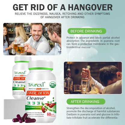 Liver Cleansing Detox Capsules Health Liver Support Colon Cleansing Repair Pills Prevent Cirrhosis Fatty Liver, Natural Herbal