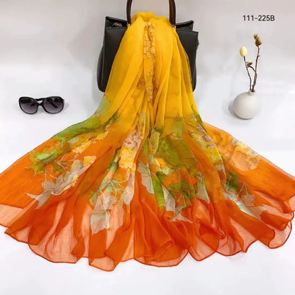 2025 Silk Scarf Women Hijab Pashmina Long Beach Stoles Shawl Wrap Headbands Spring Warm Scarves Bandana Ladies Neckscarf Foulard