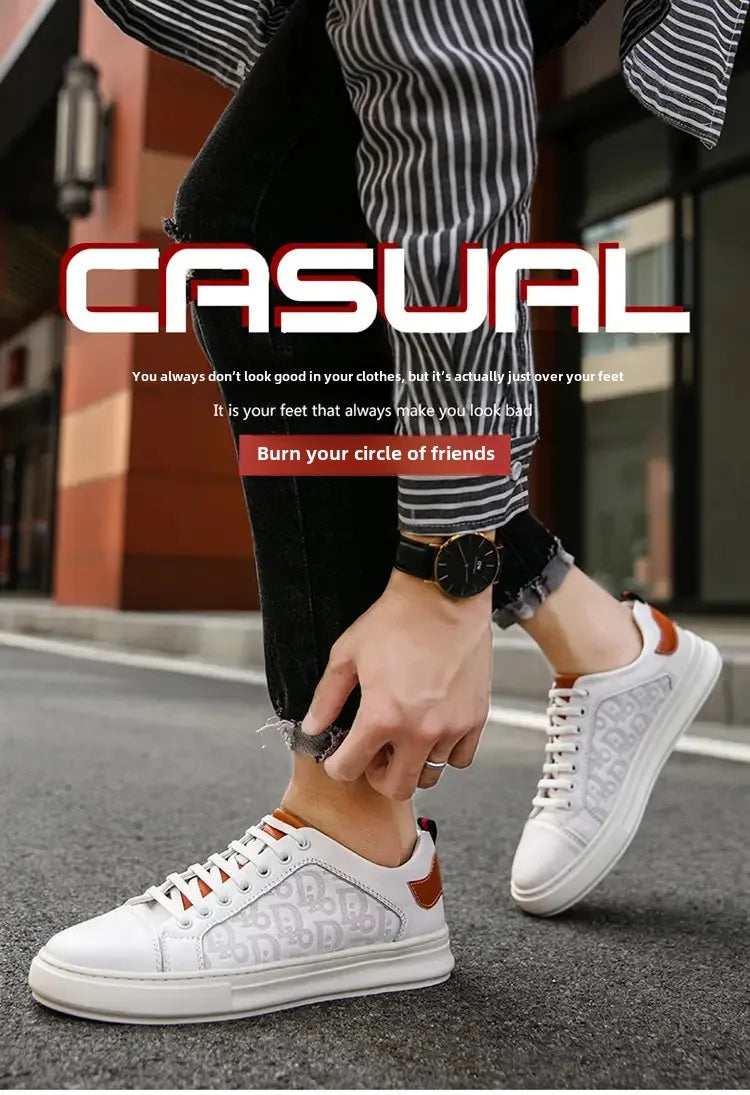 Leisure Shoes 2025 New Wear-resistant Fashion Shoes Anti-slip Anti-odor Leather Sports Thick Soles All Match Street Men's Shoes - AMULET RING STORE