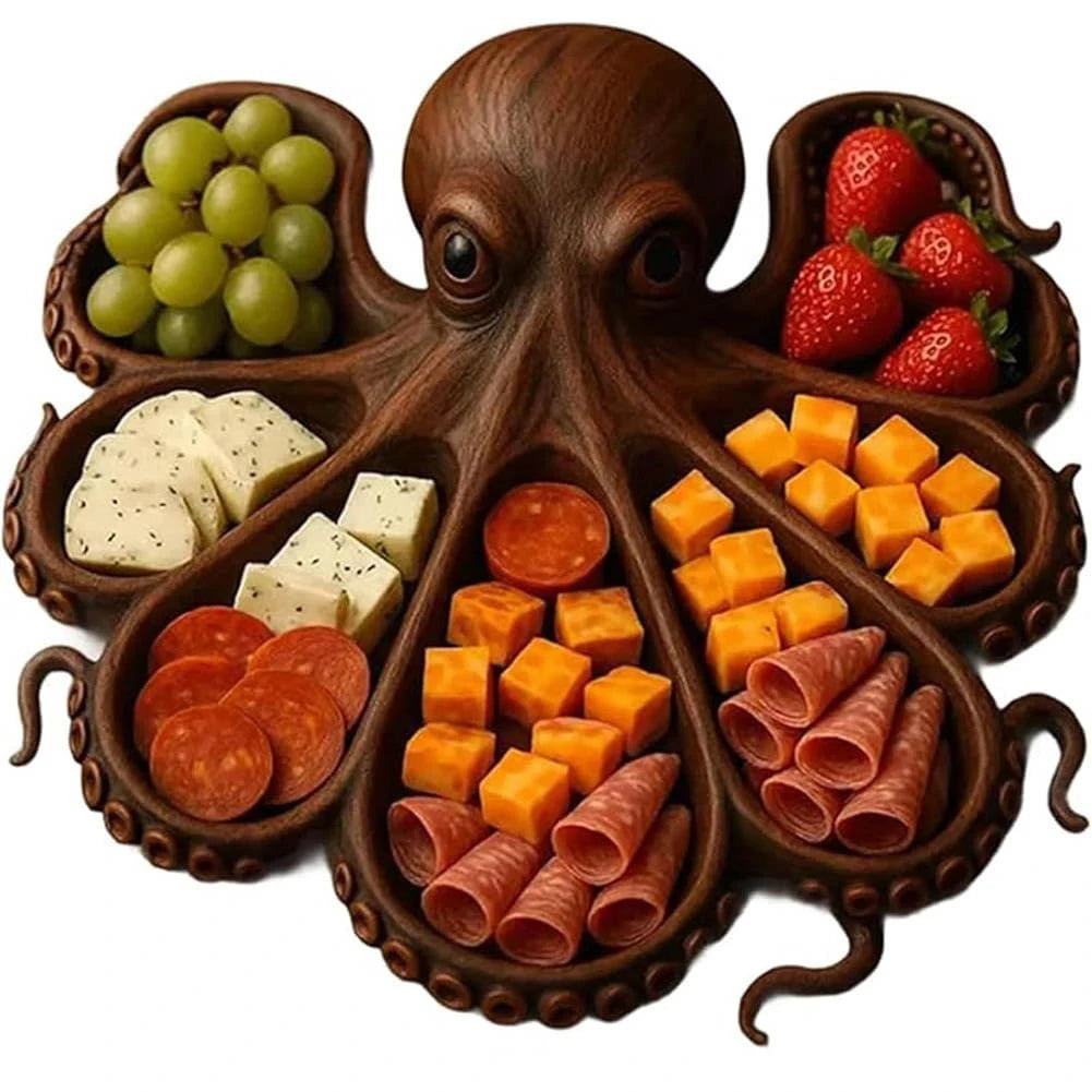 Charcuterie Platter Charcuterie Board Animal Themed Charcuterie Tray Wood Serving Tray for Seafood Lovers & Entertainers - AMULET RING STORE