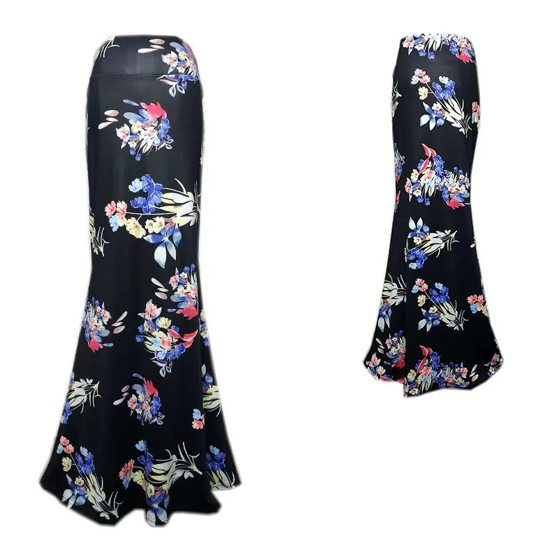 Spring Summer Maxi Skirts Womens Casual Print Women High Waist Stretch Wrapped Hip Skirt Long Y2k Skirts Woman Clothes Faldas