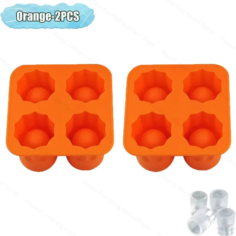 4Cup Shape Silicone Ice Cube Mold Tray for Summer Bar Party DIY Cold Drinks Kitchen Essential Ice Cup Maker Compartment Mold - AMULET RING STORE