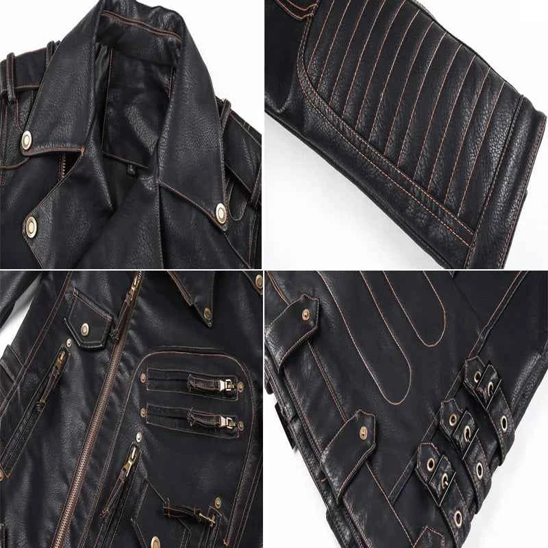 fashion Winter Winter Mens Leather Jacket Men Fashion Motorcycle PU Leather Jacket Cool Zipper Pockets Leather Coats Clothing