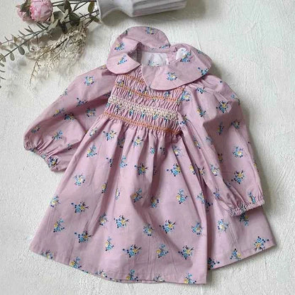 2024 New Autumn 0-3Yrs Kids Princess Dress Baby Bodysuits Long Sleeved Cotton Print Infant Baby Girls Party Dress Sister Clothes
