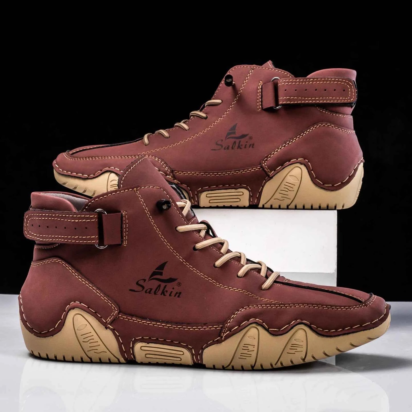 New 2025 Handmade Leather Casual Men Shoes Design Sneakers Man Breathable Leather Shoes Men Ankle Boots Outdoor