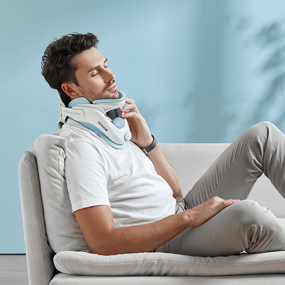 Cervical Traction Device & Neck Brace Set Neck Stretcher Adjustable Neck and Shoulder Relaxer Comfortable for Home Travel Office - AMULET RING STORE