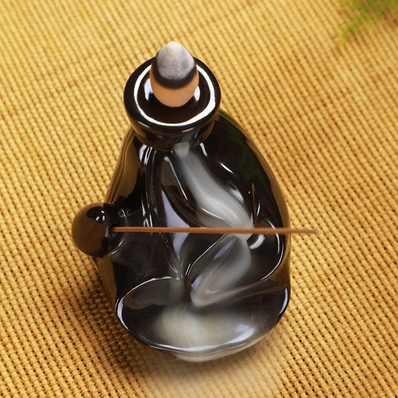 Creative Ceramic Backflow Incense Burner Crafts Office Home Decoration Mountain Incense Holder Buddhist Supplies - AMULET RING STORE