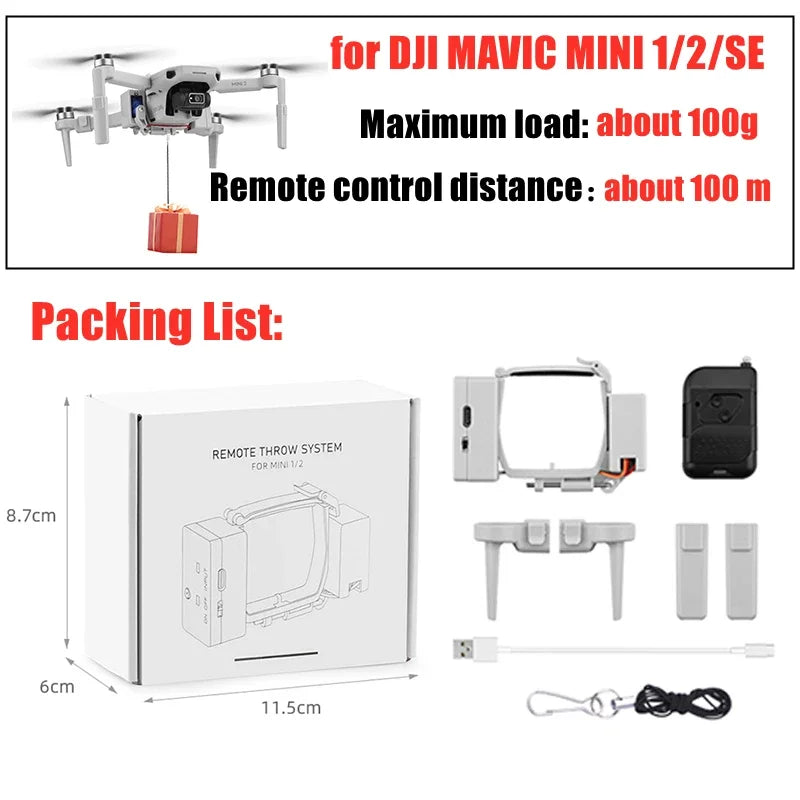 Airdrop System for DJI Mavic air 2/Air 2S Mini 2 Mavic 2 Pro Drone Fishing Bait Gift Rescue Remote Thrower