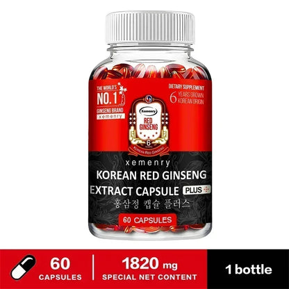 Korean Red Ginseng Supplement - Supports Overall Health, Boosts Energy Production, Relieves Stress, and Strengthens ImmunitySupp - AMULET RING STORE