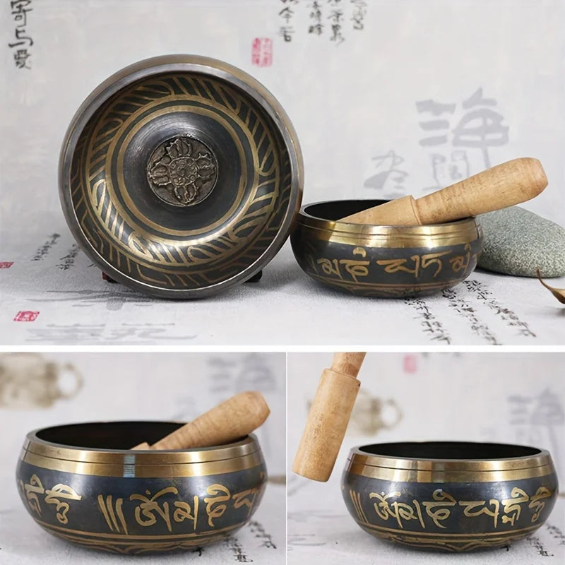 Handmade Singing Bowl Handmade Tibetan Singing Bowl Collection - Genuine Meditation Sound Bowl for Yoga, Mindfulness Practices - AMULET RING STORE