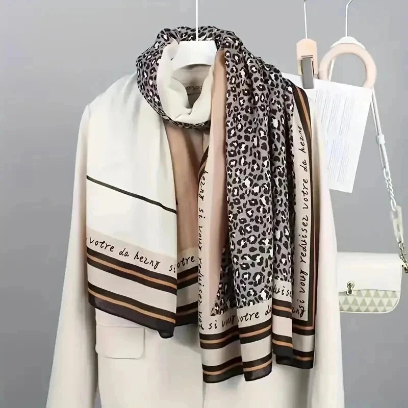 2025 Autumn Women Hijab Scarf Leopard Cotton Linen Shawl Tassel Muslim Sunscreen Viscose Headkerchief Wrap Breathable Headscarf - AMULET RING STORE