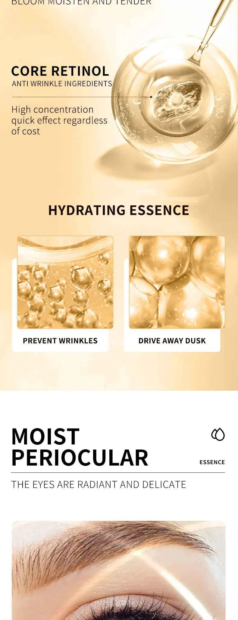 Snail Face Cream + Retinol Eye Massage Roller Serum 2pcs Moisturizing Eye Bag Face Cream Korean Skin Care Products