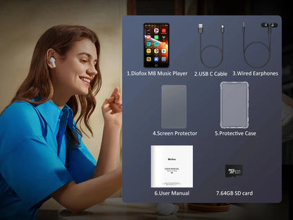80GB (16GB+64GB) MP3 Player Android 9.0 with Bluetooth and WiFi, 4.0-inch with speakers, FM radio, eBooks, capacity up to 512GB