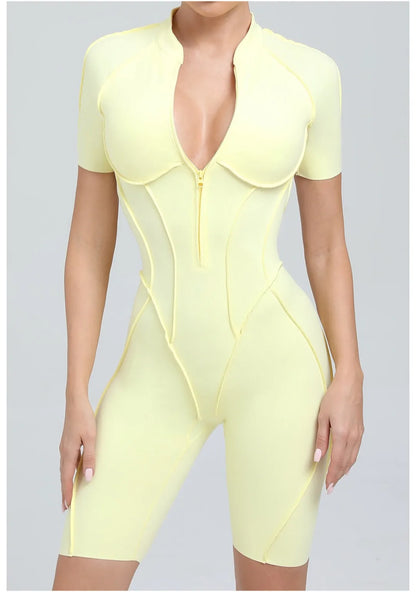 Seamless Yoga Jumpsuit Sports Fitness Backless Tight Zipper Long-sleeved One-Piece Workout Clothes Gym Leggings Sportswear