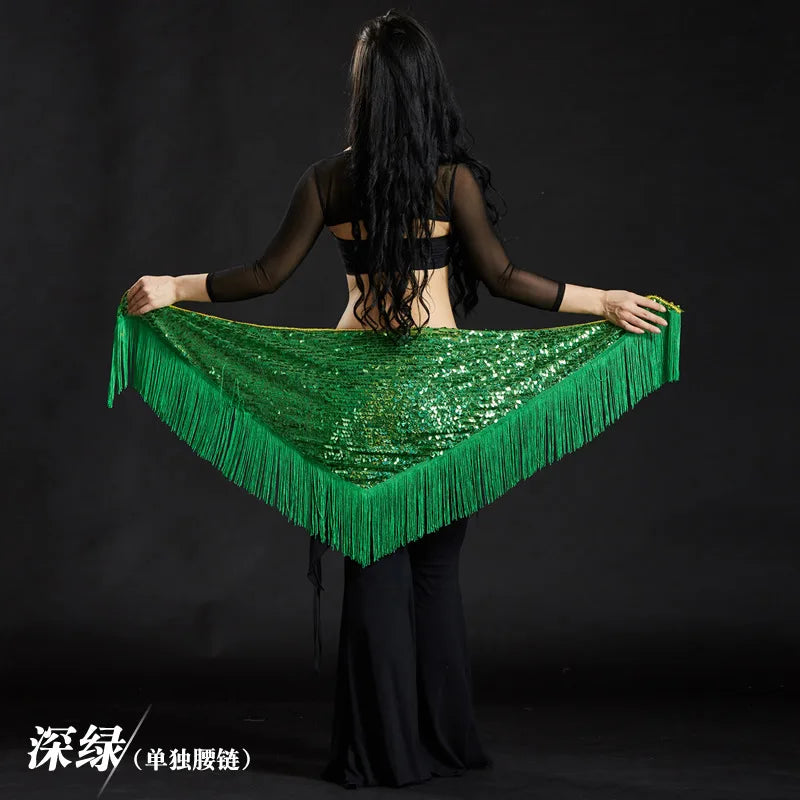 Wholesale Cheap Sexy Women Girls Sequin Triangle Shawl Hip Shawl Belly Dance Belts - AMULET RING STORE