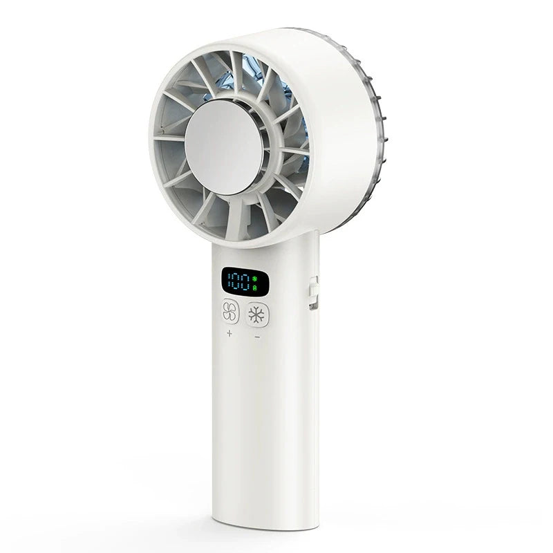 Large capacity handheld fan 5200 mAh High speed refrigeration handheld fan 100 speed outdoor mini fan USB charging portable fan