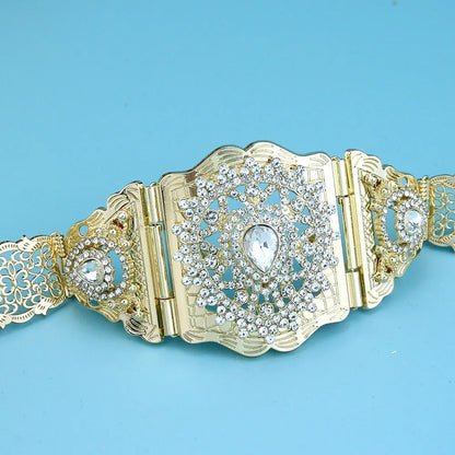 Arabic Style Women Belt Metal Waist Chain Adjustable Length Moroccan Caftan Belt