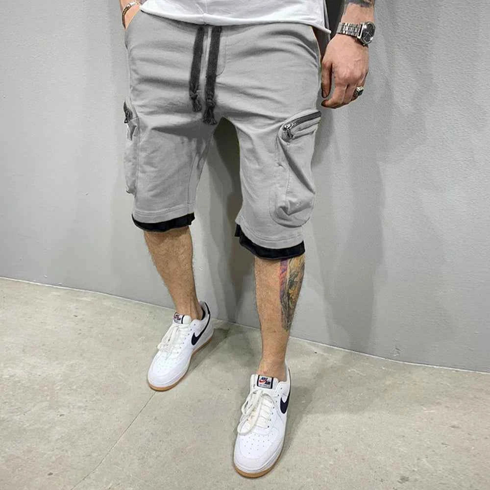 Mens Summer Cargo Shorts Cotton Workout Fitness Shorts Breathable Jogger Training Gyms Bodybuilding Multi Pocket Yellow Shorts
