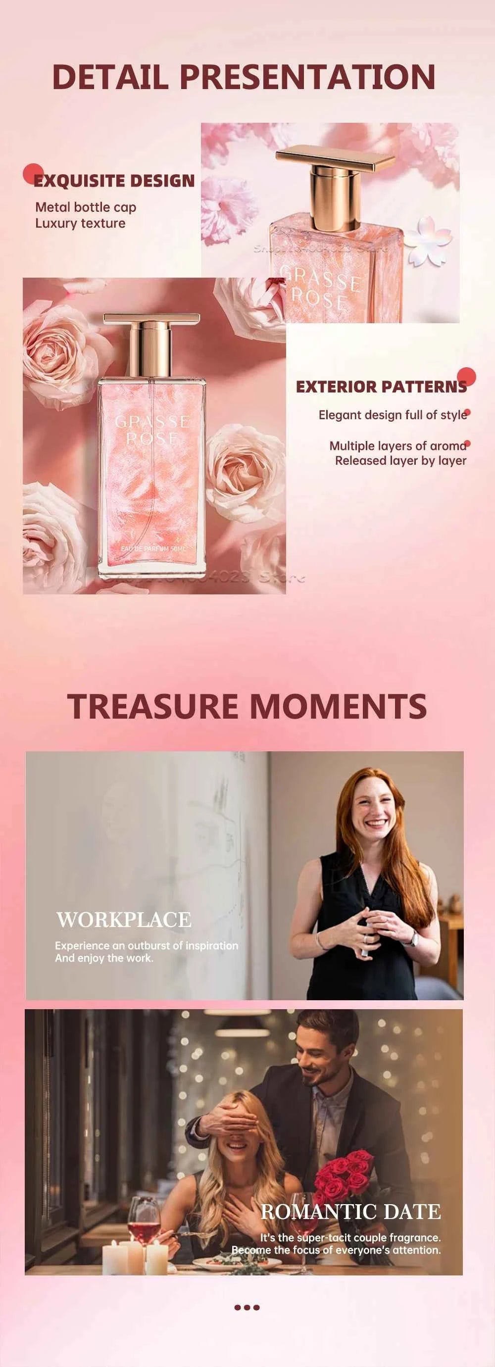 50ML GRASSE ROSE Eau de Parfum Spray Oriental Perfume For Women Long Lasting Fragrance Suitable For Daily Use Couple Gifts