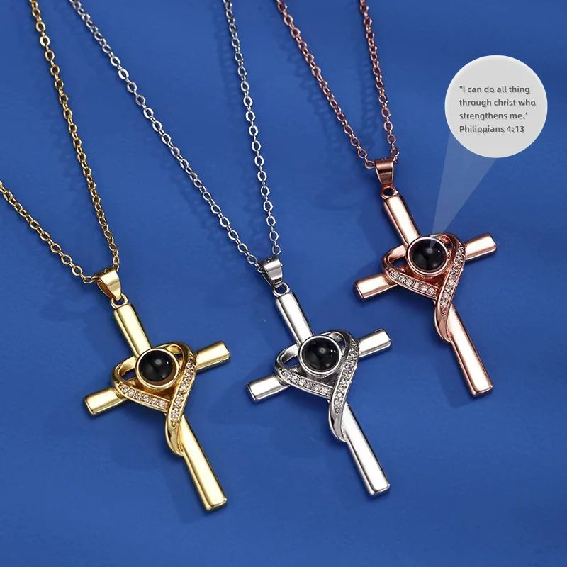 Fashion Projection Necklace Jewelry Personalized Photo Custom Cross Pendant Suitable For Male And Female Couples To Give Gifts - AMULET RING STORE