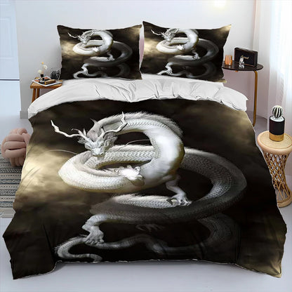Dragon Cartoon Comforter Bedding Set,Duvet Cover Bed Set Quilt Cover Pillowcase,King Queen Size Bedding Set for Adult Child Gift