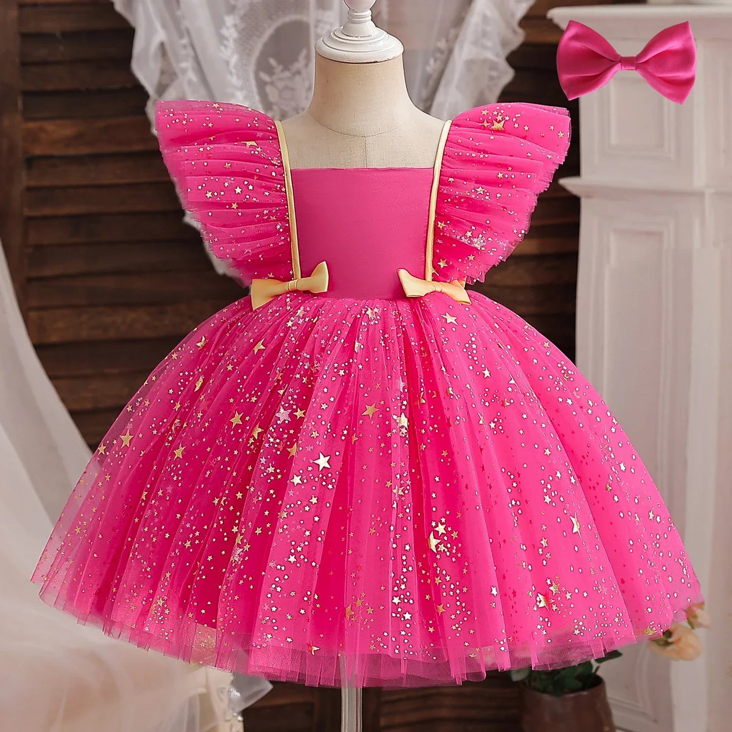 Wedding Birthday Dress for Flower Girls Kids Elegant Party Sequins Tutu Christening Gown 3-8 Yrs Children Formal Pageant Clothes - AMULET RING STORE