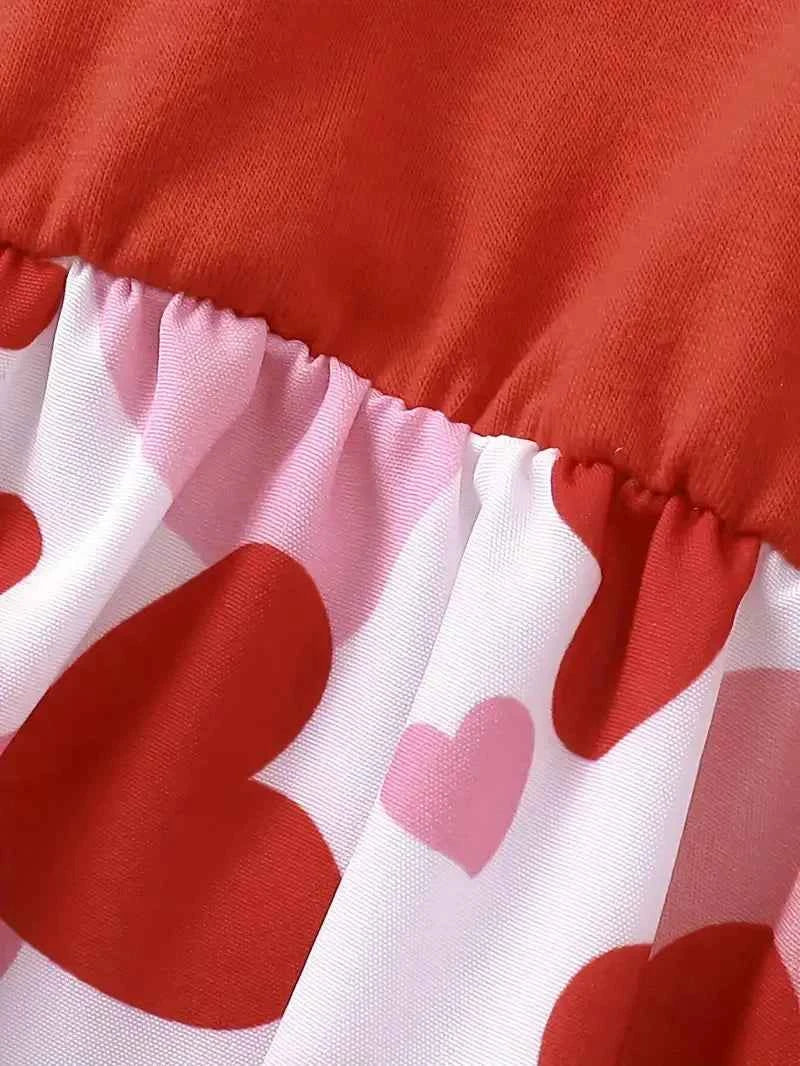 1pcs Summer New Girl's Dress Clothing Childrens Love Print Casual Dresses Princess Sweet Cute Kid's Babys Knit Clothes 100-130cm