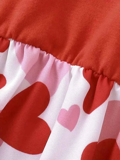 1pcs Summer New Girl's Dress Clothing Childrens Love Print Casual Dresses Princess Sweet Cute Kid's Babys Knit Clothes 100-130cm