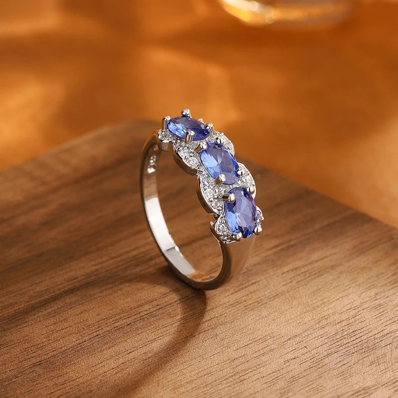 Exquisite Blue CZ Ring for Women | Premium 925 Sterling Silver | High-Quality Fashion Jewelry Gift Wedding Ring
