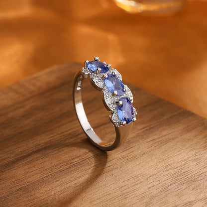 Exquisite Blue CZ Ring for Women | Premium 925 Sterling Silver | High-Quality Fashion Jewelry Gift Wedding Ring