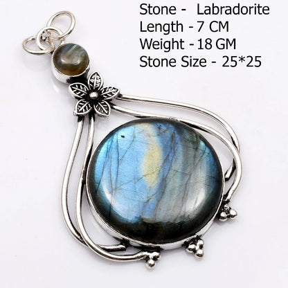 Genuine  Agate Labradorite Jasper Turquoise Rose Quartz Pendant