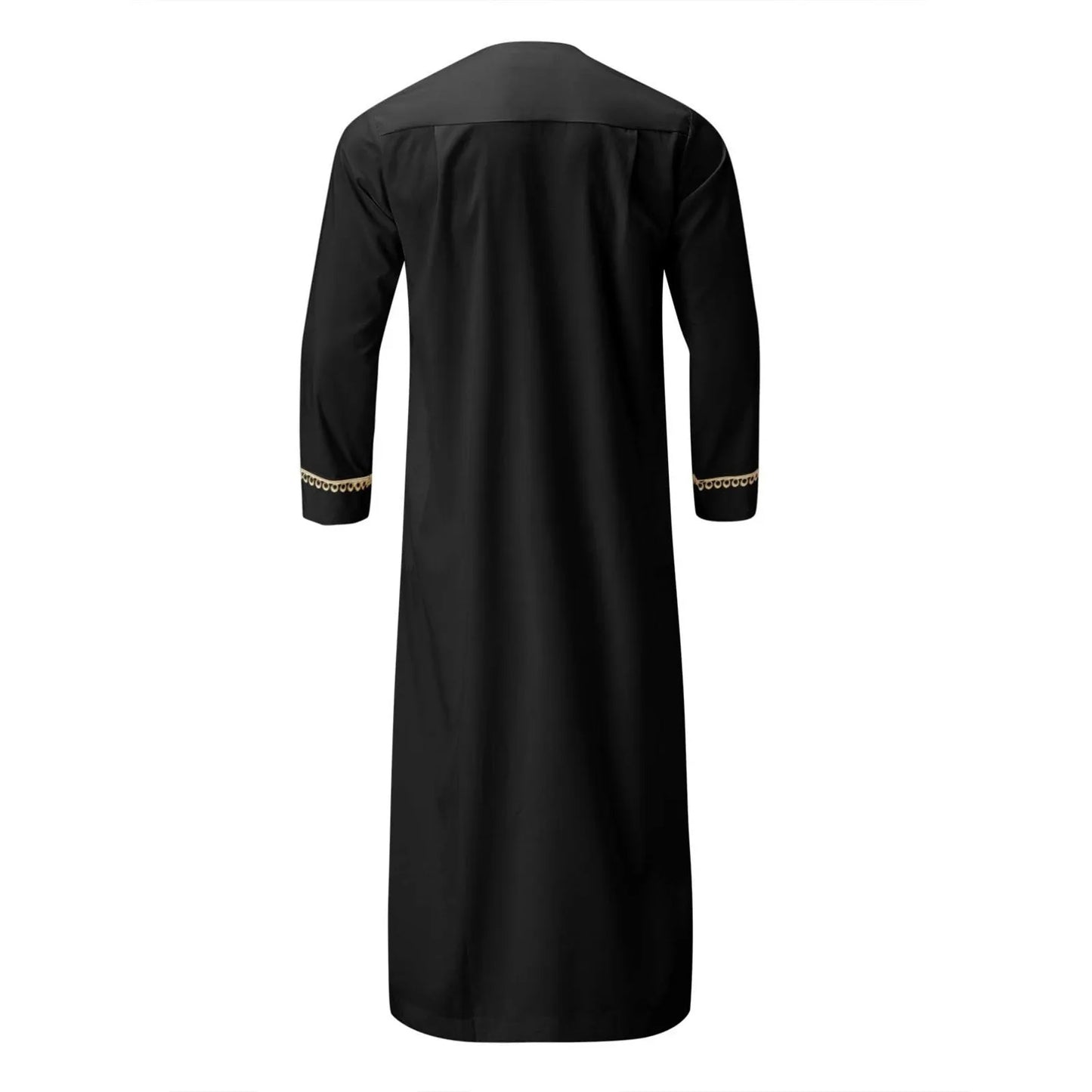 Traditional Muslim Clothing Men's Muslim Shirt robe embroidery Islamic Royalty Dubai Robe O-Neck Long Sleeve Retro Loose Abaya - AMULET RING STORE