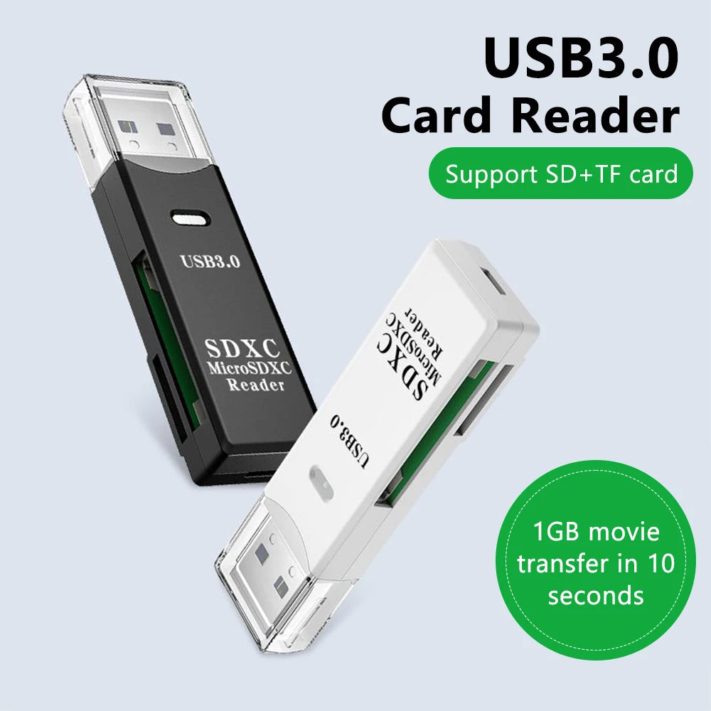 2 in 1 USB 3.0 Card Reader Micro TF sd card Reader usb adapter High Speed Cardreader TF Memory card For PC Laptop Accessories - AMULET RING STORE