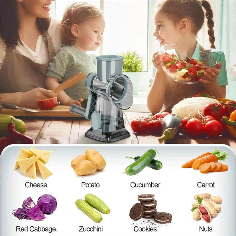LMETJMA 3 in 1 Rotary Cheese Grater Versatile Manual Vegetable Slicer Peanut Nuts Grinder Cheese Vegetable Shredder Clear JT242 - AMULET RING STORE