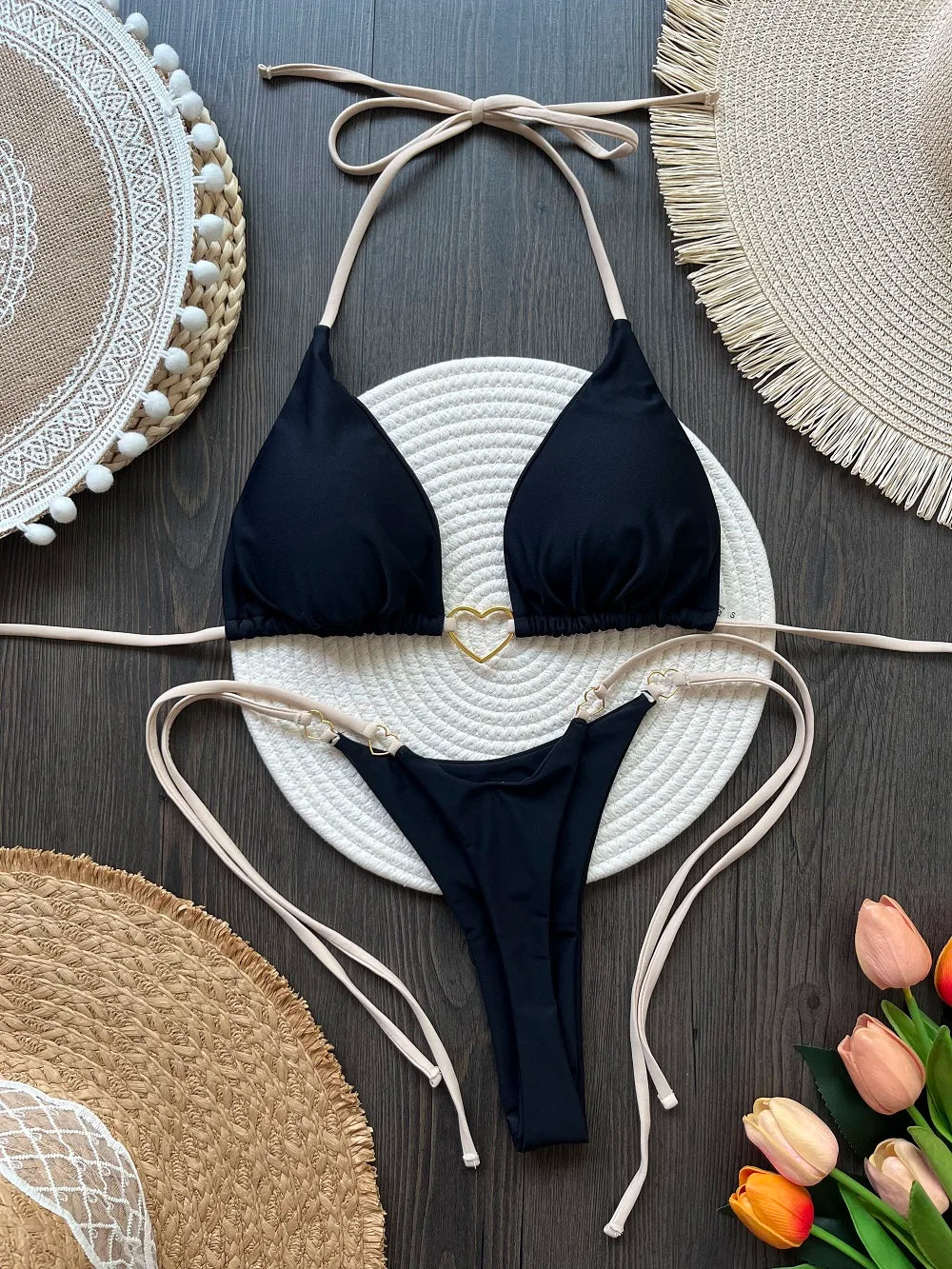 RUOTONSEPT Sexy Halter Solid color Bikini Set Women's Swimsuit Two-piece Triangle Thong Swimwear Bathing Suit Brazilian Biquinis - AMULET RING STORE