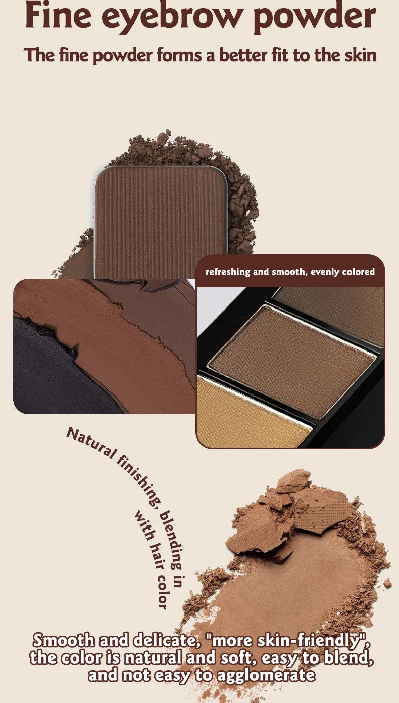 3 in 1 Three Color Eyebrow Powder Waterproof Sweat Proof Non Fading Suitable for Nose Shadow Highlights Cosmetics Women Makeup - AMULET RING STORE