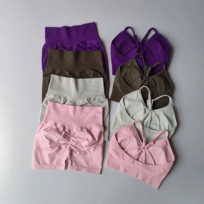 Butt Lifting Fitness Shorts Lifting Set for Women's Elastic Breathable Quick-drying Sports Underwear Beautiful Back Yoga Suit