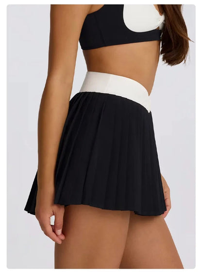 Sports Yoga Set 2 Pieces Women Tracksuit Sportswear Workout Running Clothing High Waist Short Skirt Sports Bra Athletic Wear