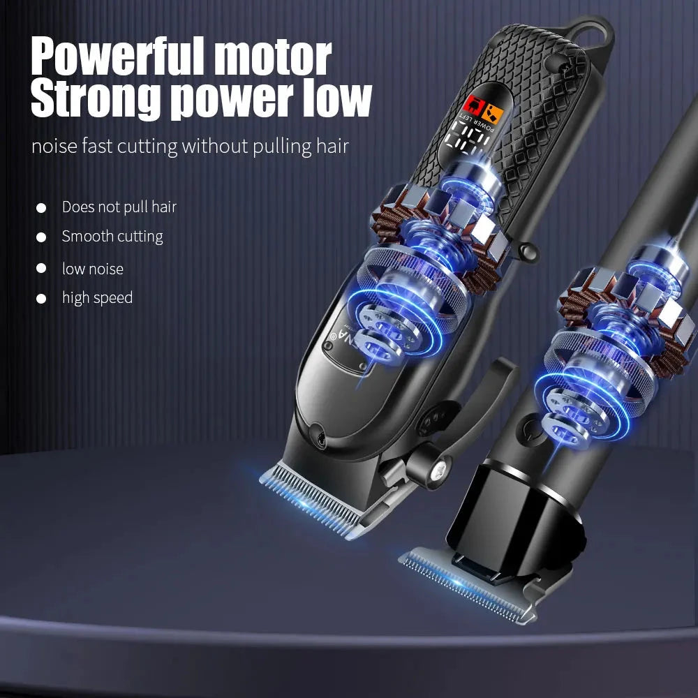 hiena Hair Clipper Kit for Men Electric Shaver Hair Trimmer Professional Cutting Machine Hair Trimmer with LCD Digital Display - AMULET RING STORE