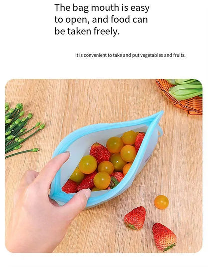 Silicone Zipper Bag,Kitchen Fresh-keeping Bags for Fruits and Vegetables,Portable Self-sealing Storage Bag for Daily Necessities - AMULET RING STORE