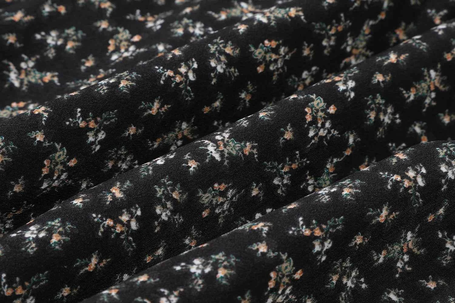 High Waist Vintage Floral Printed Women's Umbrella Skirts 2025 New Spring Autumn Black Casual Loose Straight A-line Skirt Female