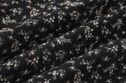 High Waist Vintage Floral Printed Women's Umbrella Skirts 2025 New Spring Autumn Black Casual Loose Straight A-line Skirt Female