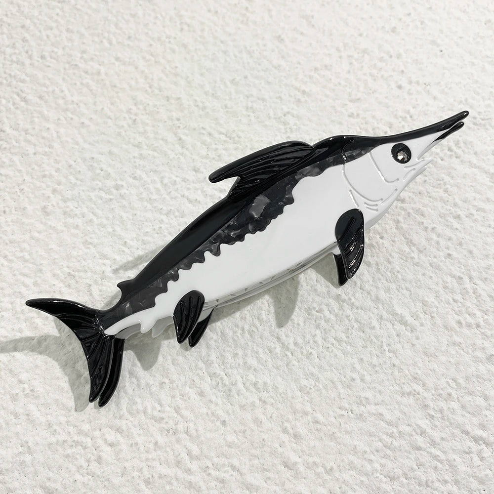 Creative Funny Acetate Tortoise Sturgeon Fish Shark Hairpin Oversize Marine Animal Barrettes Thick Hair Clip Claw Accessories - AMULET RING STORE
